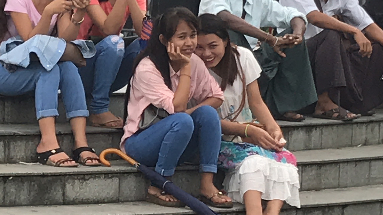 Cute Burmese Girls staring and smiling at me