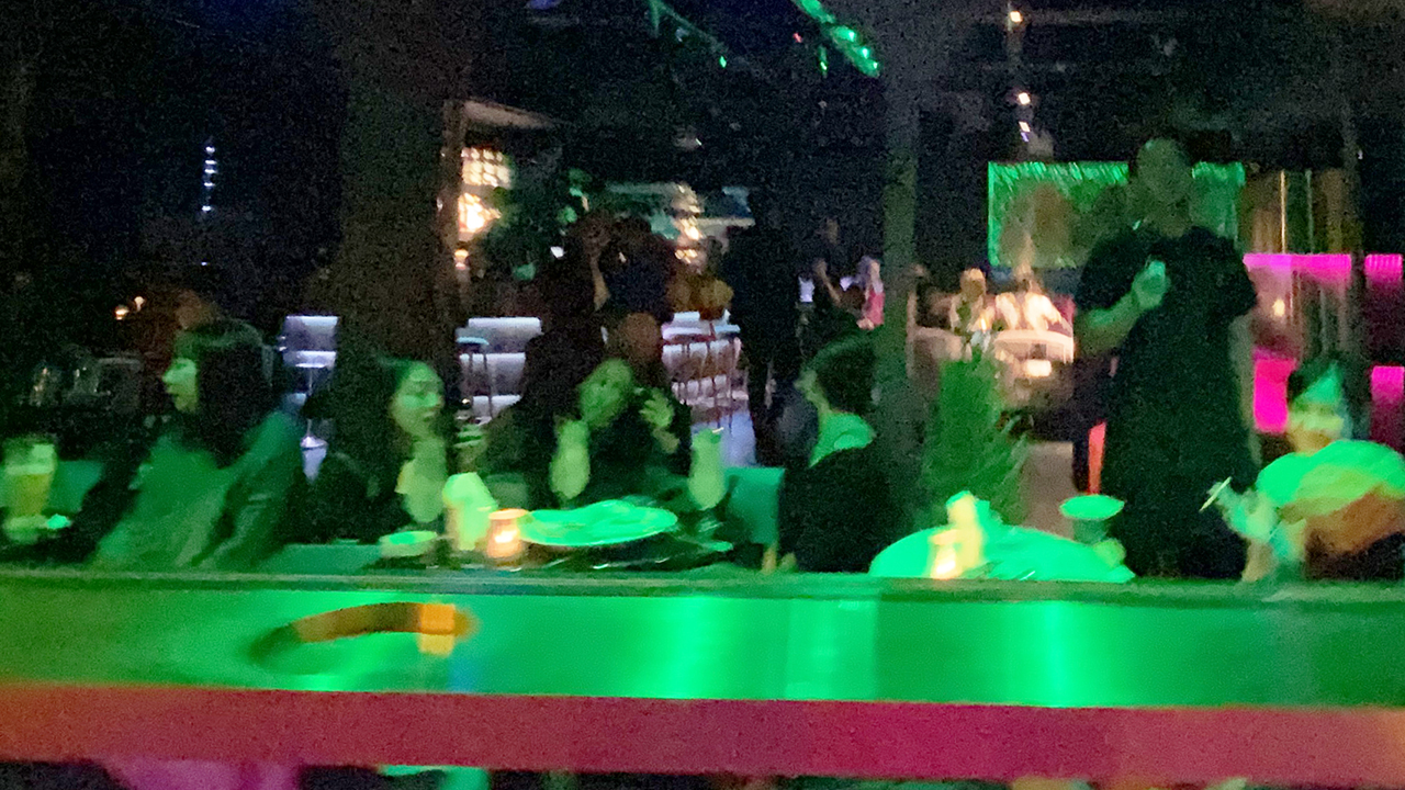 View of Chinese girls hanging out in Lan Kwai Fong