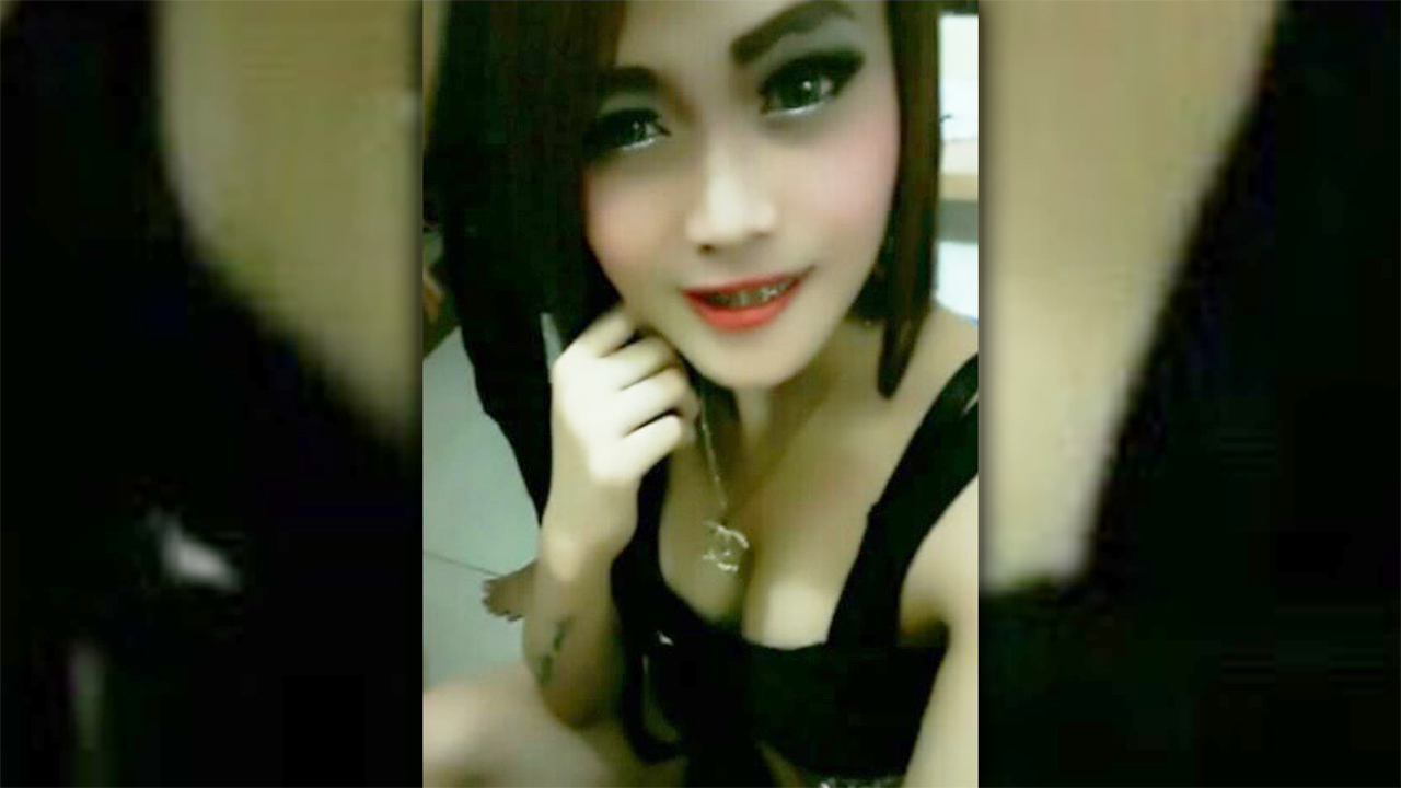 Asian Cleavage Selfie in dark top