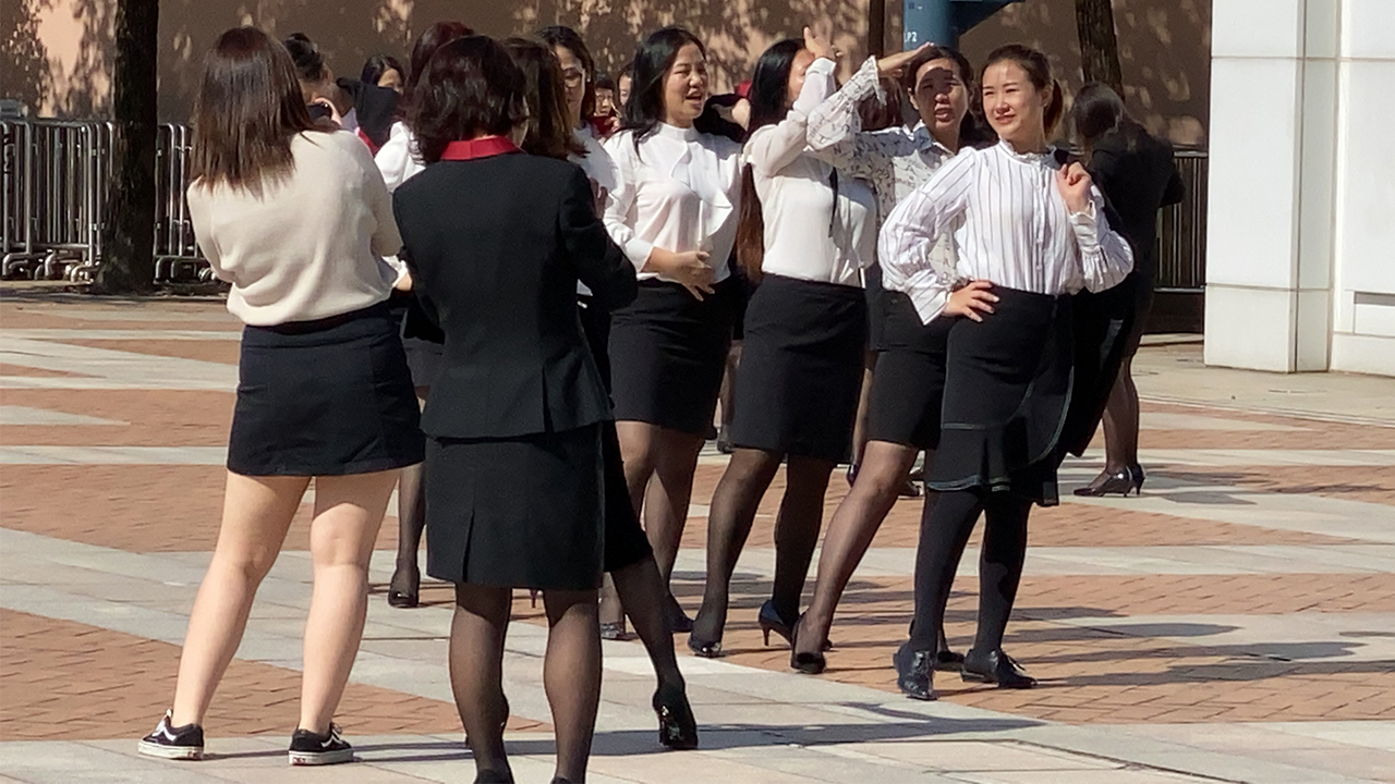 Asian College Girls pose for photo