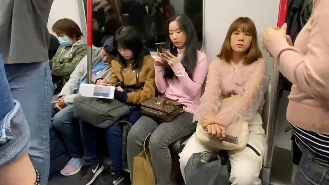 Nice looking Subway Girl texting in seat across from me