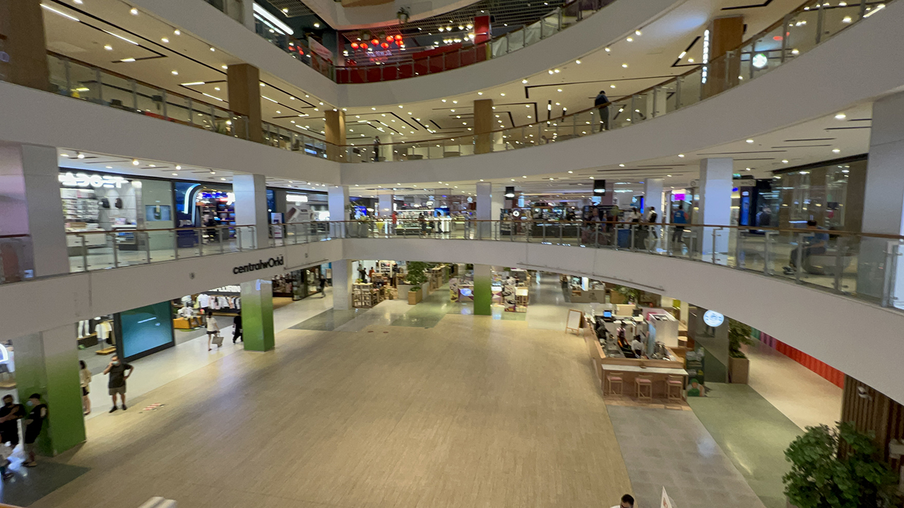 View inside Fancy Thai Mall with lots of pretty lights