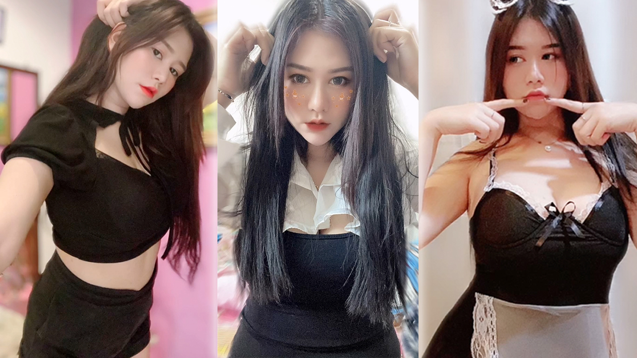 3 image panel of Big Tits NN social media images from super sexy Asina girl