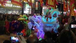 Chinese New Year parade in streets of Hong Kong
