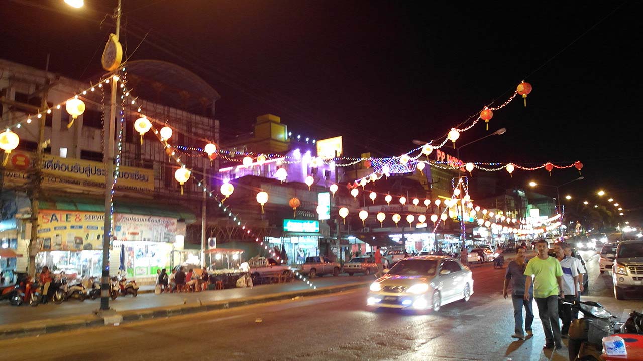 Lantern lights on streen during Late Night Thai walkabout