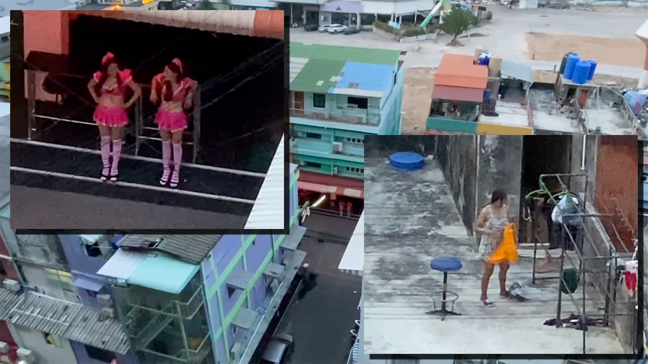 Collage of cute Thai Girls Outside in Pattaya