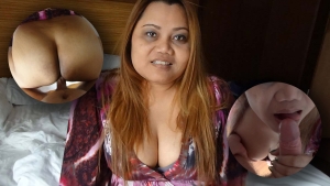 Fat Asian MILF with big ass and big tits sucking dick