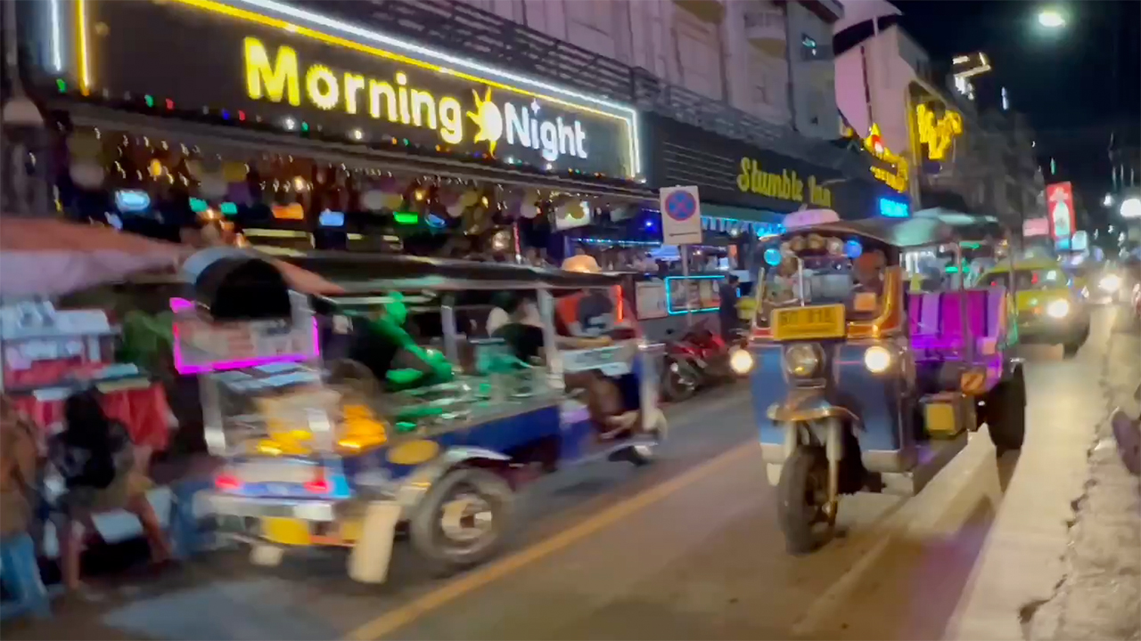 Morning Night club in Bangkok Thailand from street at night