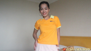 Flight Attendant Porn model poses in uniform