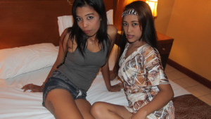 Ashley B poses next to her Cute Petite friend Nicole