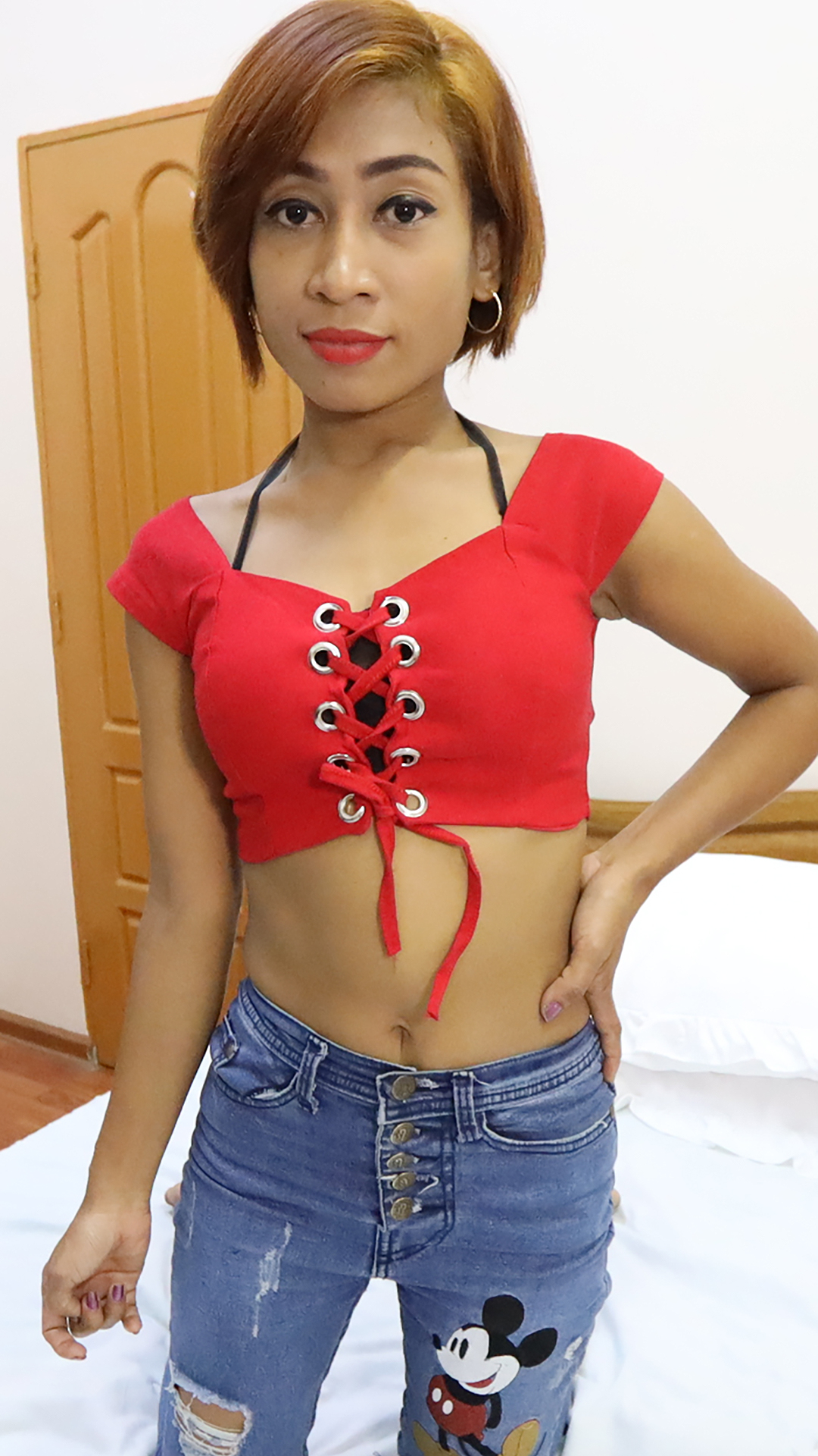 Asian Sex Diary Betty wearing tight jeans and revealing top