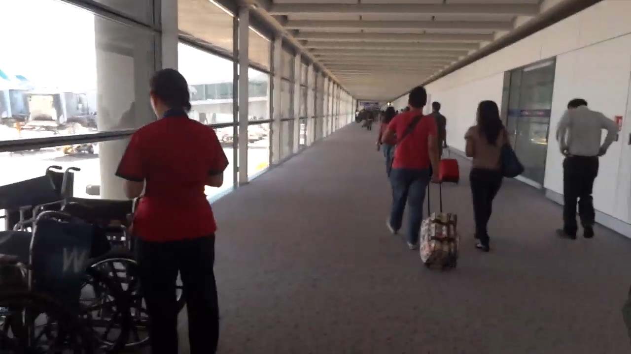 View inside airport after flight from Manila to Hong Kong