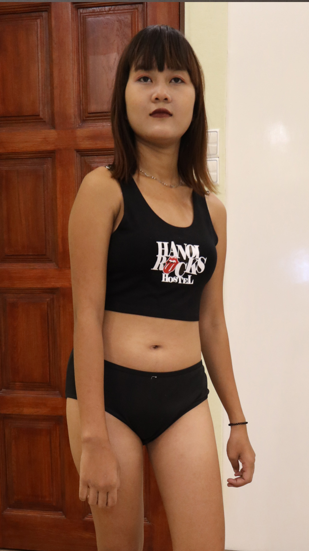 Asian Sex Diary Ha B poses in tank top and black panty