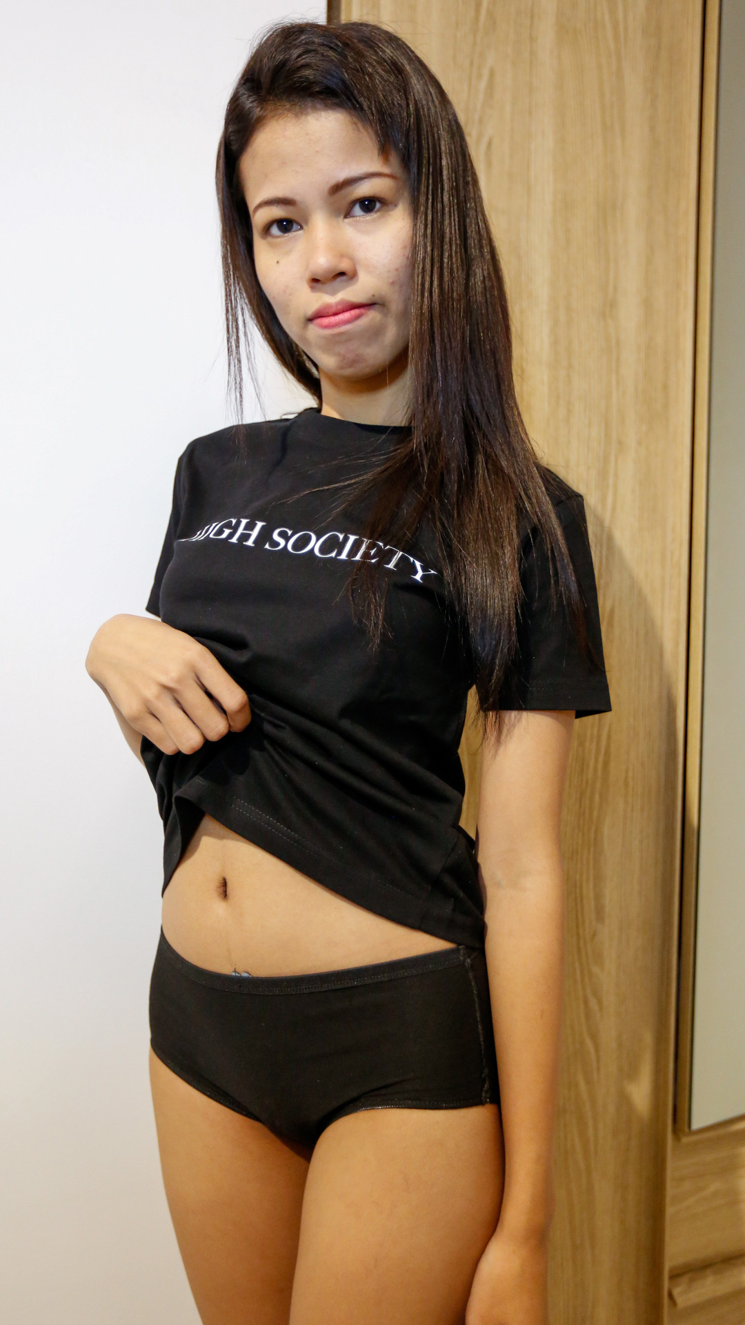 Horny Asian Sex Diary Suzy shows her black panties