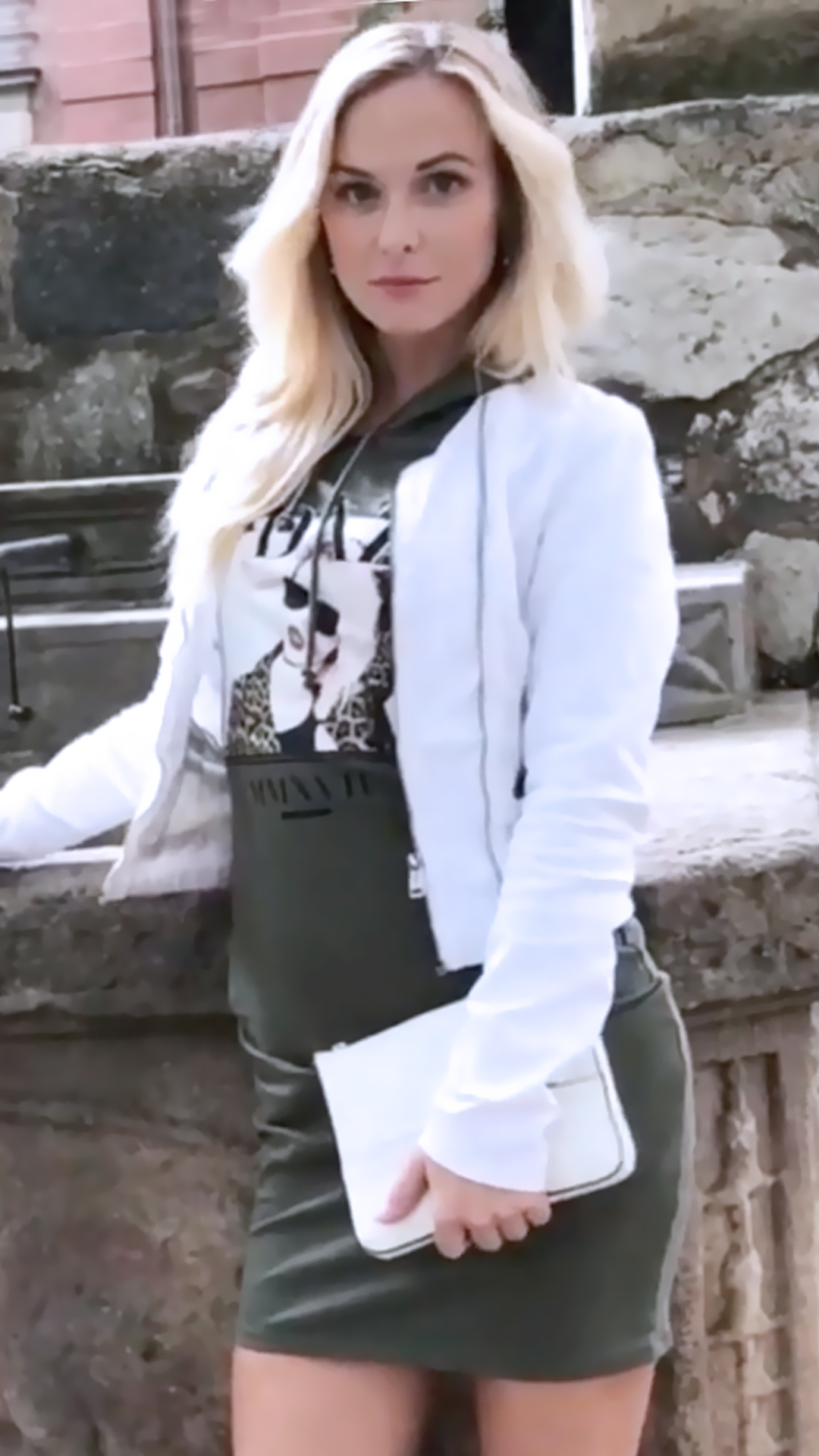 Sexy blonde Asian Sex Diary Vinna Reed poses seductively on the streets of Prague