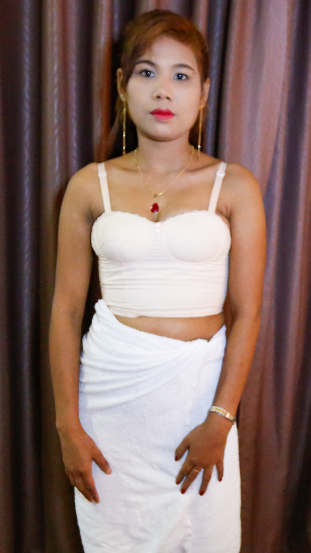 Cute Asian Sex Diary Way B looking adorable in white top and dress