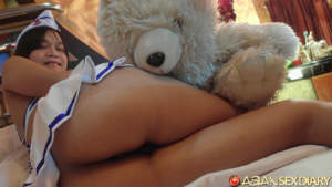 Cute ass up skirt with teddy bear