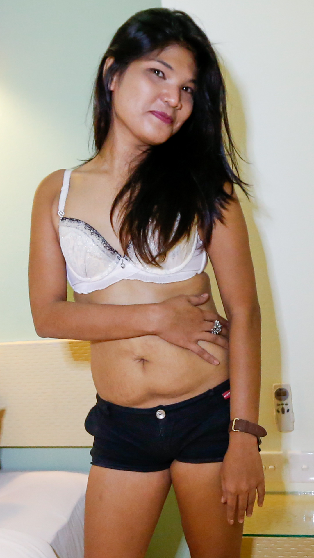 Short shorts and bra look hot on Asian Sex Diary Rokah