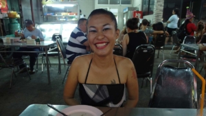 Tip smiling at camera while on date at a Pattaya Seafood Restaurant