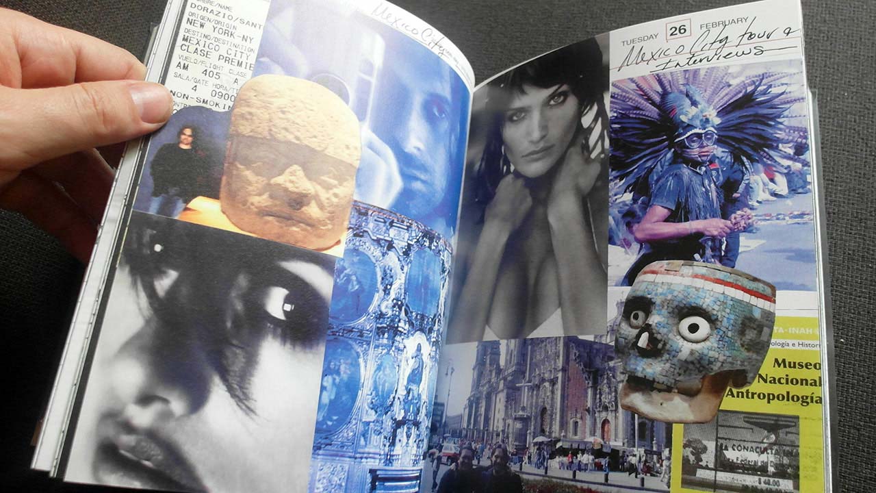 Flipping through collage pages in the Sante Dorazio Barely Private book