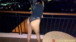 Hanging out at balcony with ass in thong