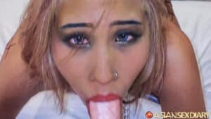 Blonde Asian girl Sucking Dick in POV